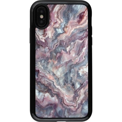 Coque iPhone X / Xs - Hybrid Armor noir Marbre violette argentée