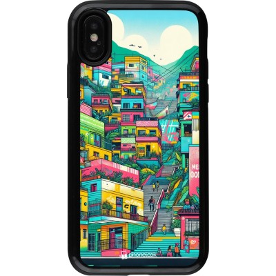 Coque iPhone X / Xs - Hybrid Armor noir Medellin Comuna 13 Art