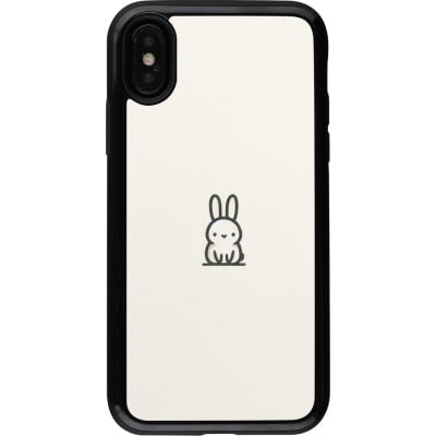 Coque iPhone X / Xs - Hybrid Armor noir Minimal bunny cutie