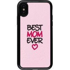 Coque iPhone X / Xs - Hybrid Armor noir Mom 2023 best Mom ever pink