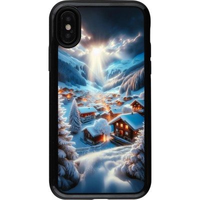 Coque iPhone X / Xs - Hybrid Armor noir Mont Neige Lumière