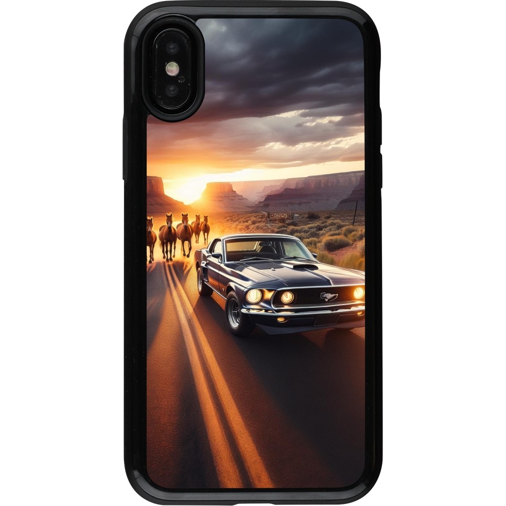 Coque iPhone X / Xs - Hybrid Armor noir Mustang 69 Grand Canyon