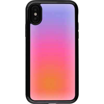 Coque iPhone X / Xs - Hybrid Armor noir Orange Pink Blue Gradient