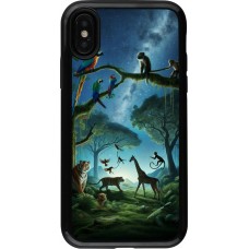 Coque iPhone X / Xs - Hybrid Armor noir Paradis des animaux exotiques