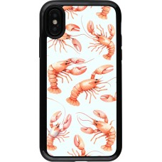 Coque iPhone X / Xs - Hybrid Armor noir Pattern de homards pastels