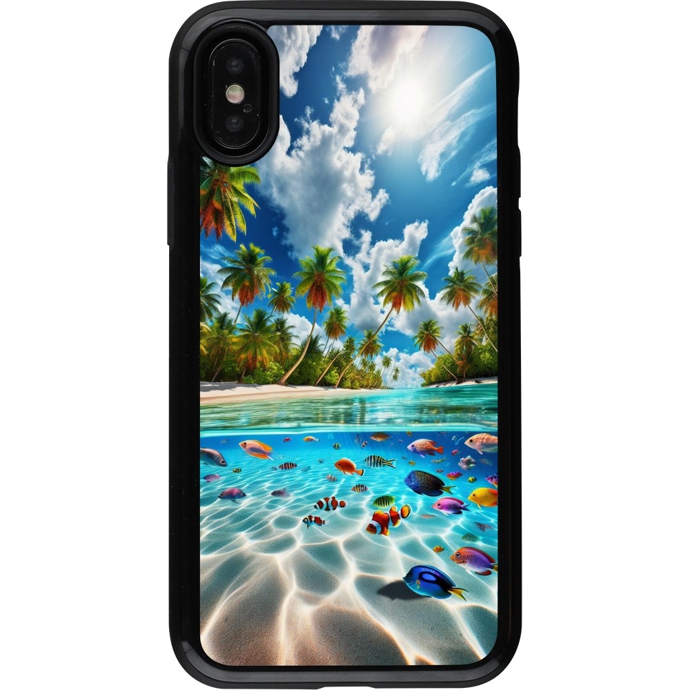 Coque iPhone X / Xs - Hybrid Armor noir Plage Paradis