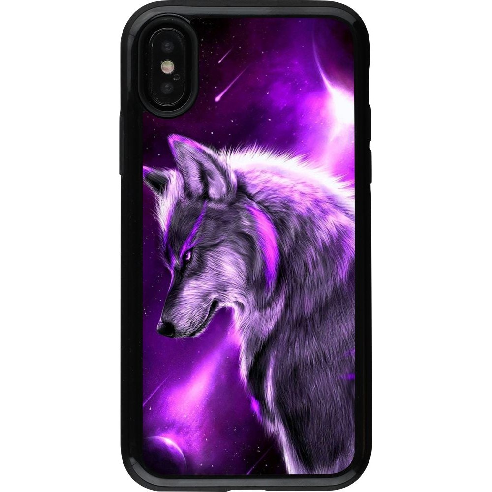 Coque iPhone X / Xs - Hybrid Armor noir Purple Sky Wolf