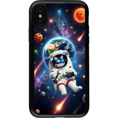 Coque iPhone X / Xs - Hybrid Armor noir VR SpaceCat Odyssey