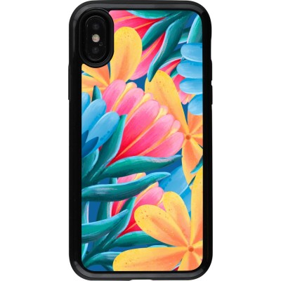 Coque iPhone X / Xs - Hybrid Armor noir Spring 23 colorful flowers