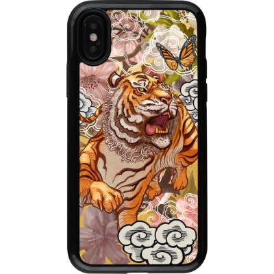 Coque iPhone X / Xs - Hybrid Armor noir Spring 23 japanese tiger