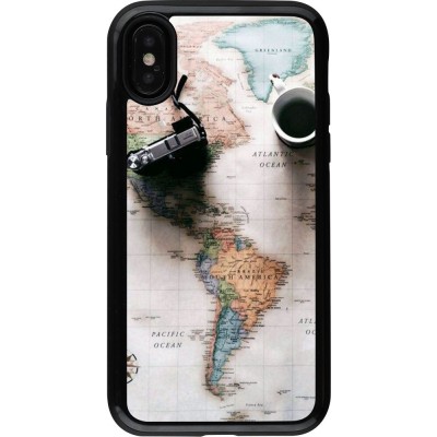 Coque iPhone X / Xs - Hybrid Armor noir Travel 01