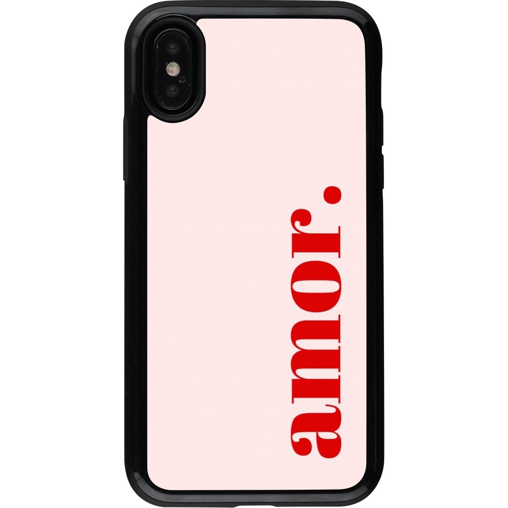 Coque iPhone X / Xs - Hybrid Armor noir Valentine 2024 amor