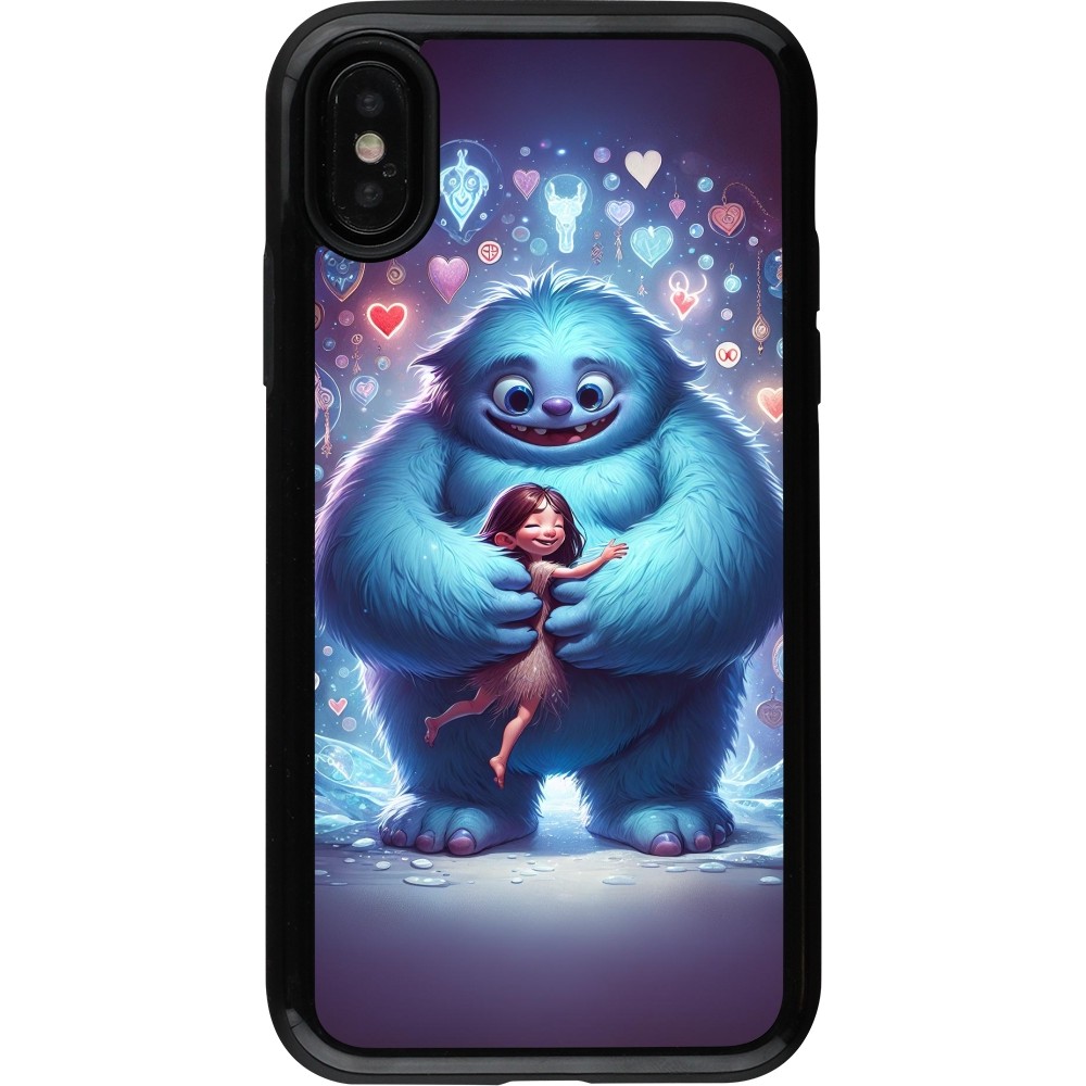 Coque iPhone X / Xs - Hybrid Armor noir Valentine 2024 Fluffy Love