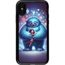 Coque iPhone X / Xs - Hybrid Armor noir Valentine 2024 Fluffy Love