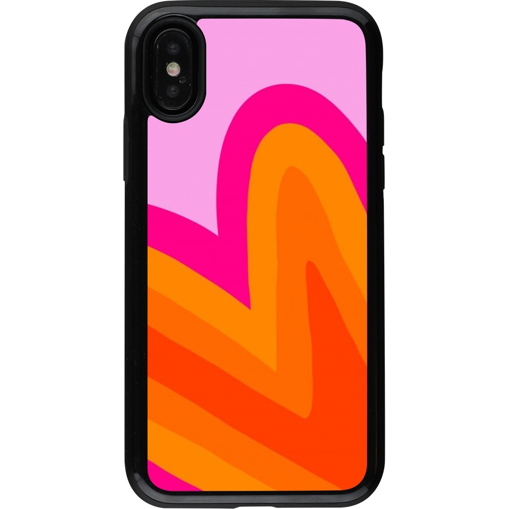 Coque iPhone X / Xs - Hybrid Armor noir Valentine 2024 heart gradient