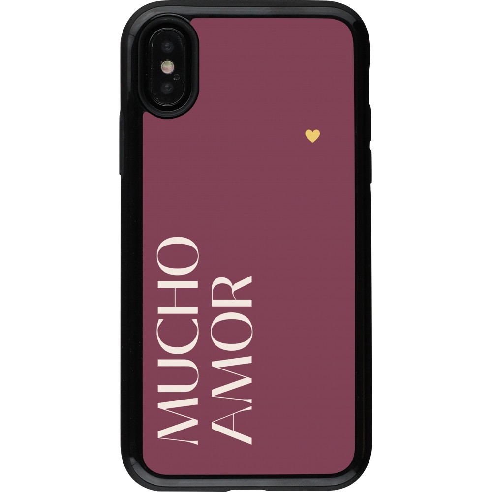 Coque iPhone X / Xs - Hybrid Armor noir Valentine 2024 mucho amor rosado