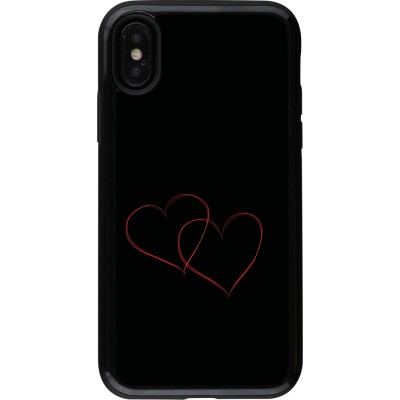 Coque iPhone X / Xs - Hybrid Armor noir Valentine 2023 attached heart