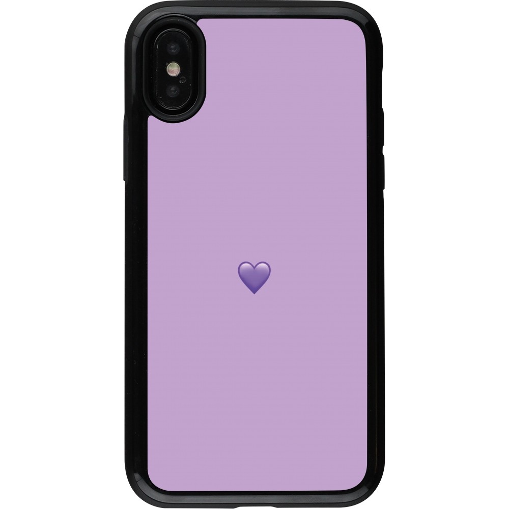 Coque iPhone X / Xs - Hybrid Armor noir Valentine 2023 purpule single heart