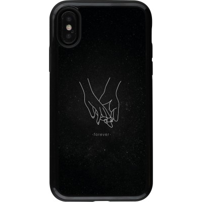 Coque iPhone X / Xs - Hybrid Armor noir Valentine 2023 hands forever