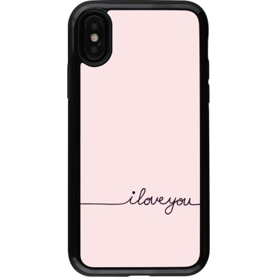 Coque iPhone X / Xs - Hybrid Armor noir Valentine 2023 i love you writing