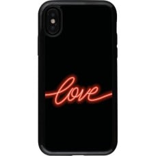 Coque iPhone X / Xs - Hybrid Armor noir Valentine 2023 neon love