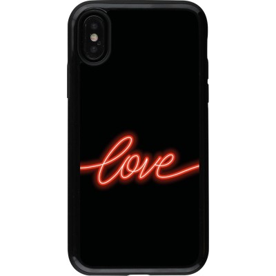 Coque iPhone X / Xs - Hybrid Armor noir Valentine 2023 neon love