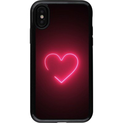 Coque iPhone X / Xs - Hybrid Armor noir Valentine 2023 single neon heart