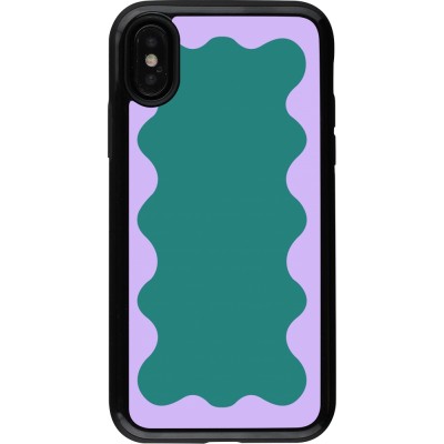 Coque iPhone X / Xs - Hybrid Armor noir Wavy Rectangle Green Purple