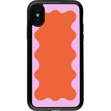 Coque iPhone X / Xs - Hybrid Armor noir Wavy Rectangle Orange Pink