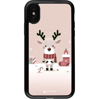 Coque iPhone X / Xs - Hybrid Armor noir Noël 2023 Choupinette Renne