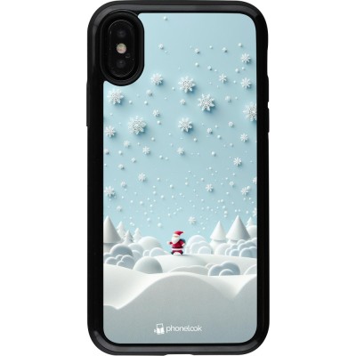 Coque iPhone X / Xs - Hybrid Armor noir Noël 2023 Petit Père Flocon