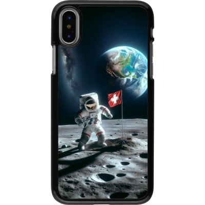 Coque iPhone X / Xs - Astro Suisse sur lune