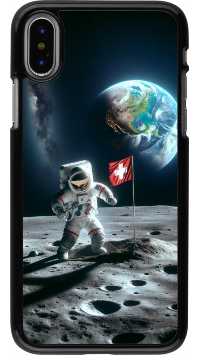 Coque iPhone X / Xs - Astro Suisse sur lune