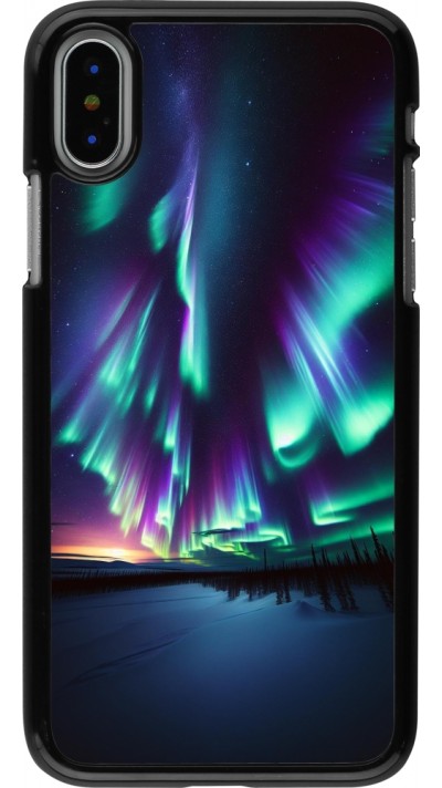 Coque iPhone X / Xs - Aurore Boréale Étincelante