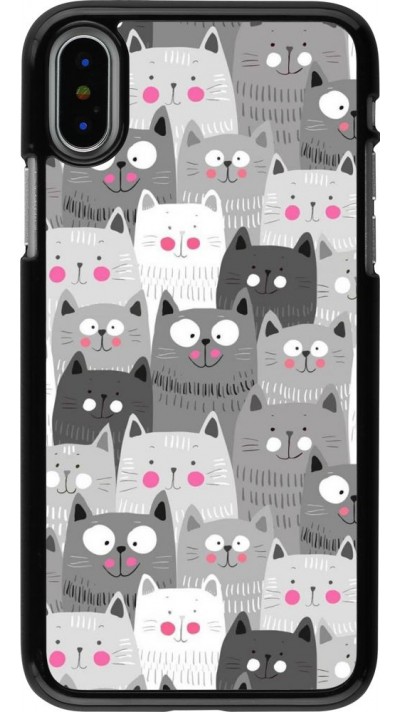 Coque iPhone X / Xs - Chats gris troupeau