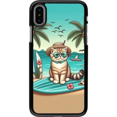 Coque iPhone X / Xs - Chat Surf Style