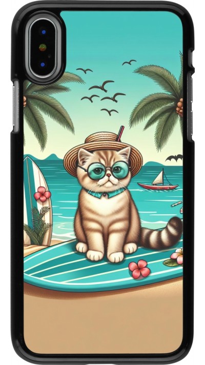 Coque iPhone X / Xs - Chat Surf Style