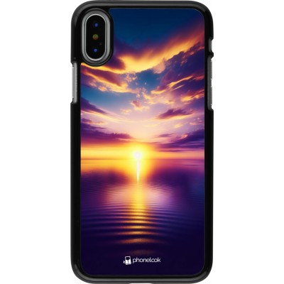 Coque iPhone X / Xs - Coucher soleil jaune violet