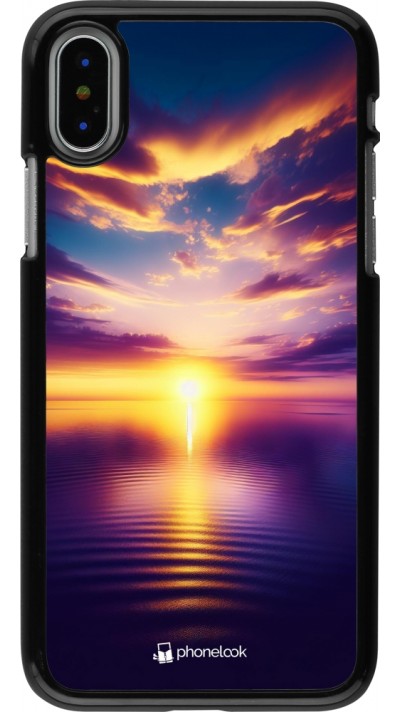 Coque iPhone X / Xs - Coucher soleil jaune violet