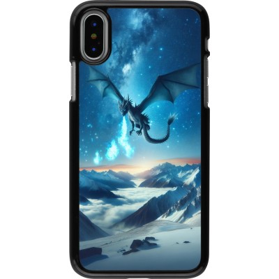 Coque iPhone X / Xs - Dragon nocturne montagne