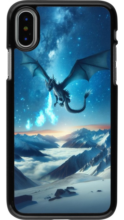 Coque iPhone X / Xs - Dragon nocturne montagne