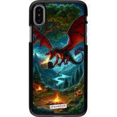 Coque iPhone X / Xs - Dragon Volant Forêt Trésor