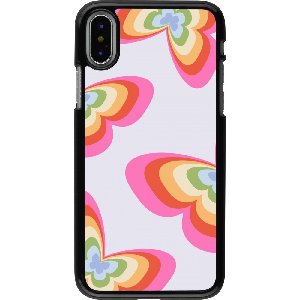 Coque iPhone X / Xs - Easter 2024 rainbow butterflies