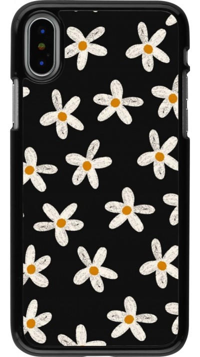 Coque iPhone X / Xs - Easter 2024 white on black flower