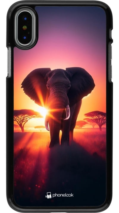 Coque iPhone X / Xs - Elephant Sunrise Beauty