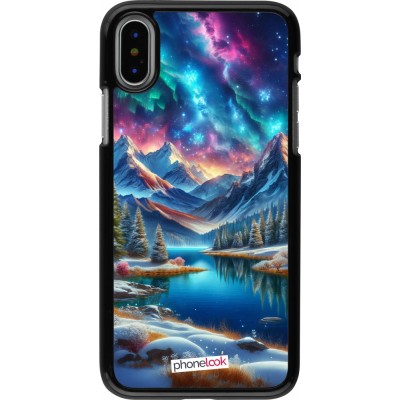 Coque iPhone X / Xs - Fantasy Mountain Lake Sky Stars