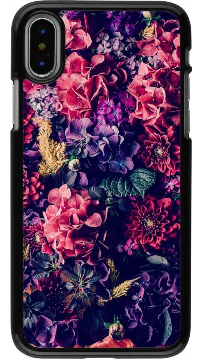 Coque iPhone X / Xs - Flowers Dark