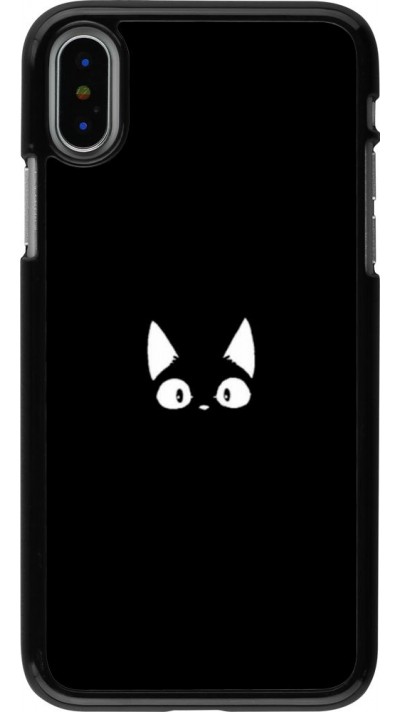 Coque iPhone X / Xs - Funny cat on black