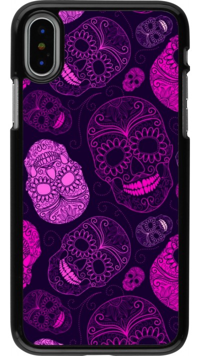 Coque iPhone X / Xs - Halloween 2023 pink skulls