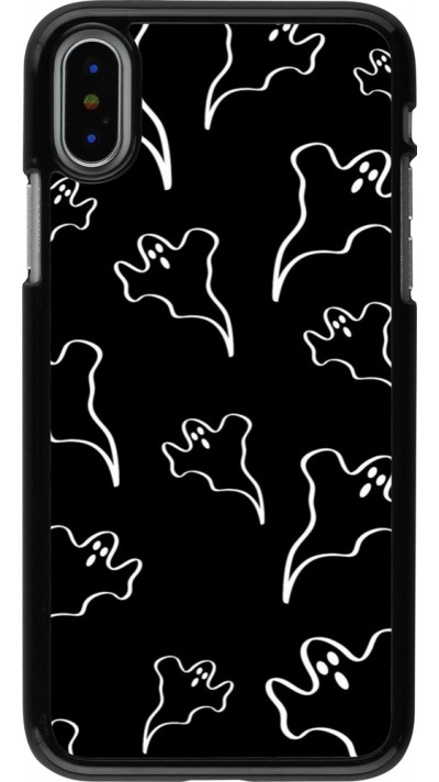 Coque iPhone X / Xs - Halloween 2024 black and white ghosts